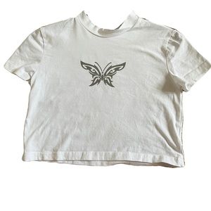 super cute comfortable butterfly statement crop top